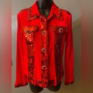 Berek Glam Womens Sequin Sweater Corduroy Jacket with jeweled Buttons